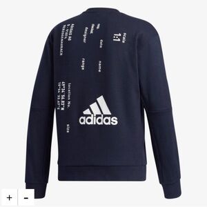 ADIDAS Athletics Tech Graphic Print Dark Blue White Crew neck Sweatshirt sz‎ M